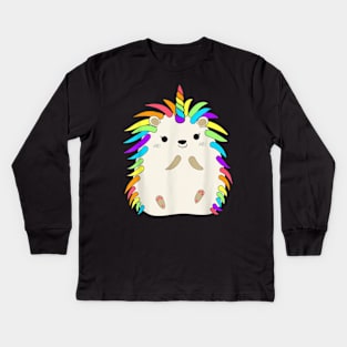 Rainbow Hedgehog Unicorn Funny Pet Animal Lover Kids Long Sleeve T-Shirt